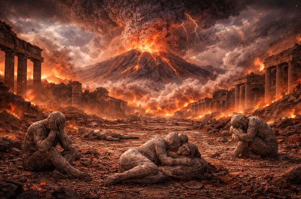 İtalya Pompei şehri Volkanik Patlaması görseli